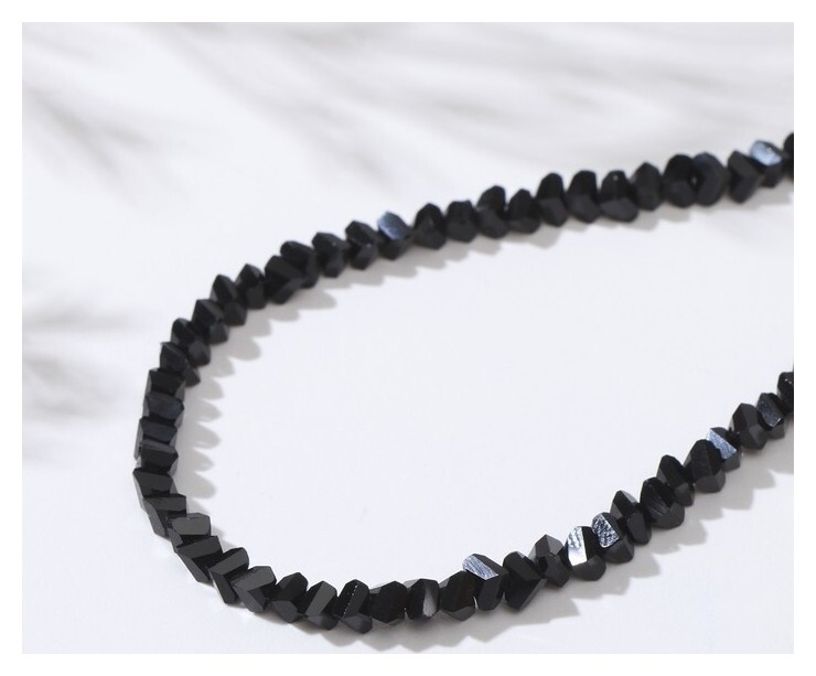 Бусины на нити крошка 4мм "Хрусталь", цвет чёрный, 38см  