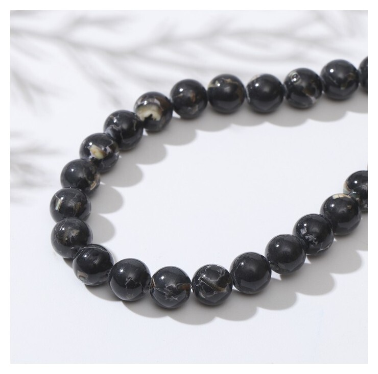 Бусины на нити шар №8 "Варисцит", цвет серый  