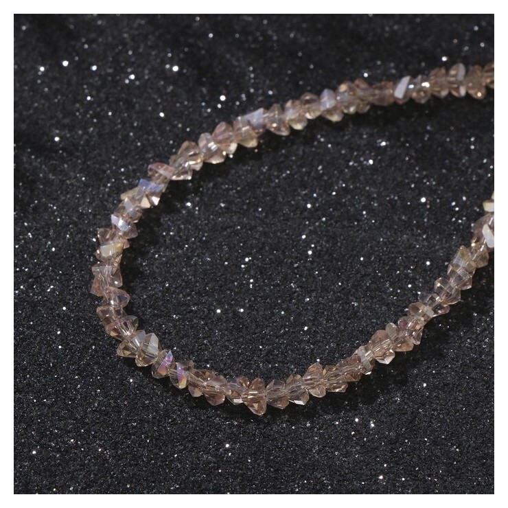 Бусины на нити крошка 4мм "Хрусталь", цвет шампань, 35см  