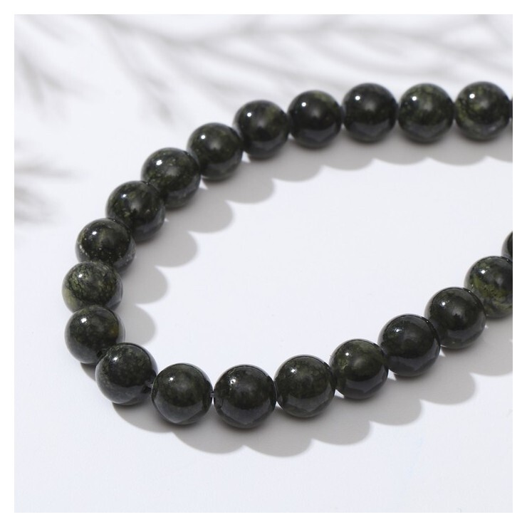 Бусины на нити шар №8 "Змеевик", 40см  