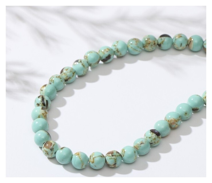 Бусины на нити шар №6 "Варисцит", цвет бирюзовый  