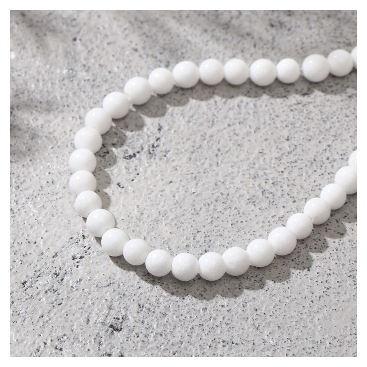 Бусины на нити шар №4 "Агат белый", 40см  