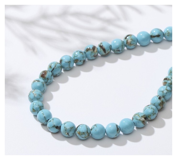 Бусины на нити шар №6 "Варисцит", цвет ярко-голубой  