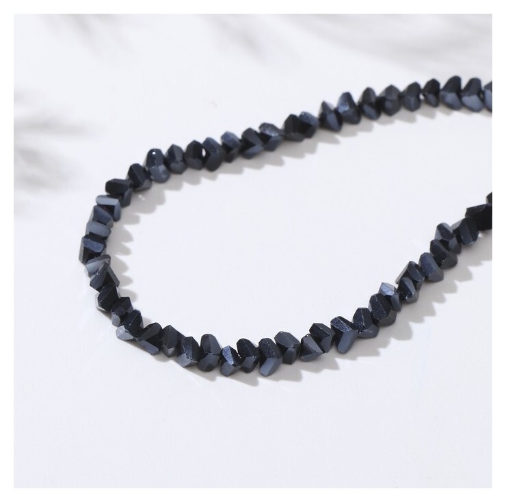 Бусины на нити крошка 4мм "Хрусталь", цвет тёмно-серый, 35см  