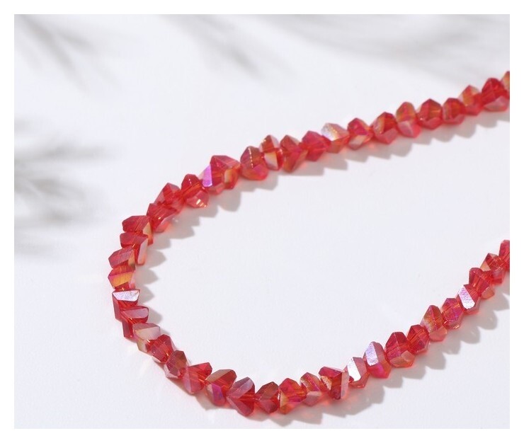 Бусины на нити крошка 4мм "Хрусталь", цвет красный, 38см  