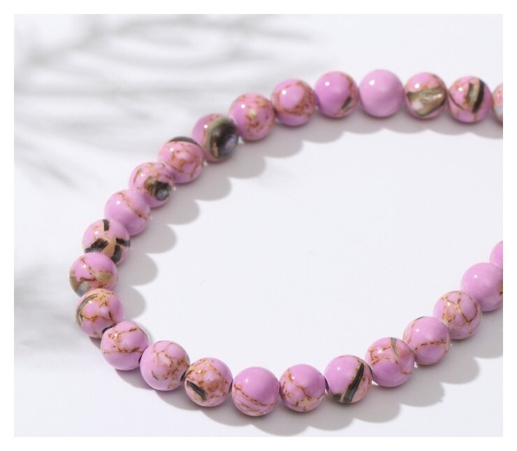 Бусины на нити шар №6 "Варисцит", цвет ярко-розовый  