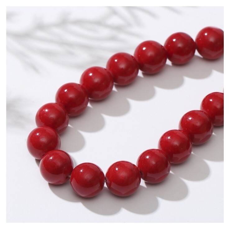 Бусины на нити шар №12 "Коралл красный", 40см  