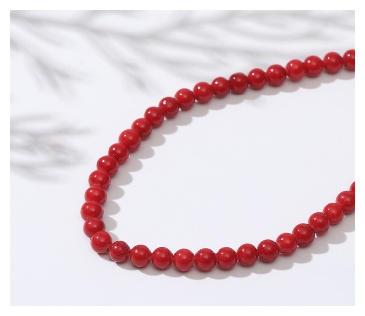 Бусины на нити шар №4 "Коралл красный", 40см  