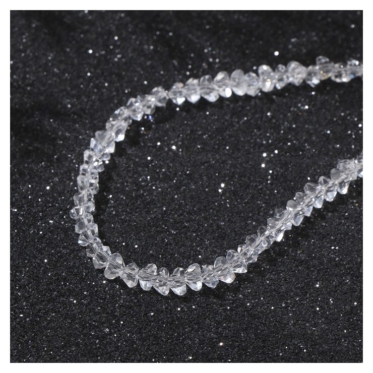 Бусины на нити крошка 4мм "Хрусталь", цвет белый, 35см  