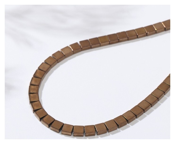 Бусины на нити "Гематит" квадраты 3*3мм, цвет медный, 40см  