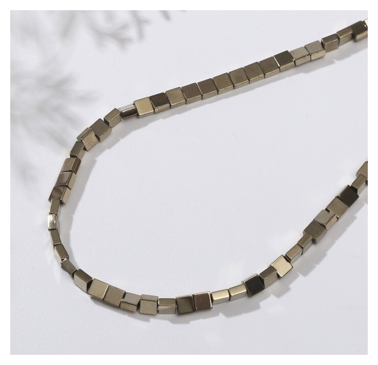 Бусины на нити "Гематит" квадраты 3*3мм, цвет золото, 40см 