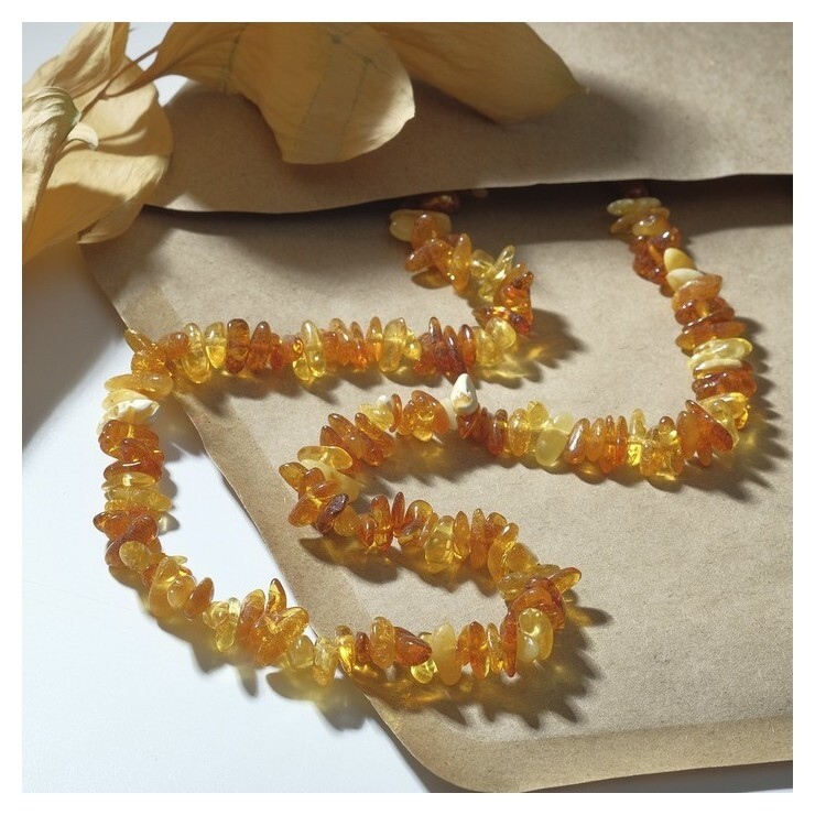 Бусы "Янтарь" крошка обработанная, цветные, 50см  