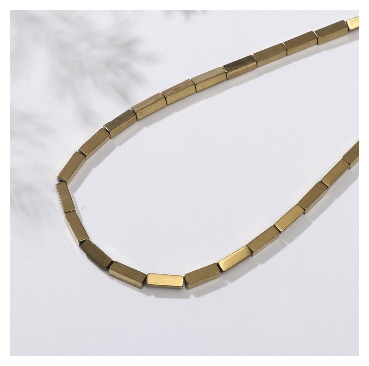 Бусины на нити "Гематит" палочки, 12*3мм, цвет золото, 42см  