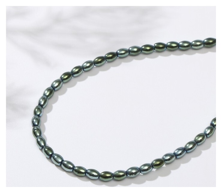 Бусины на нити "Гематит" рис 5*4мм, цвет зелёный, 40см 