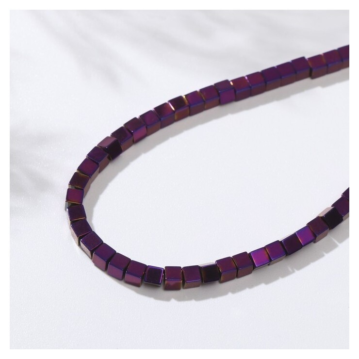 Бусины на нити "Гематит" кубики мини, 3*3мм, цвет фиолетовый, 40см  