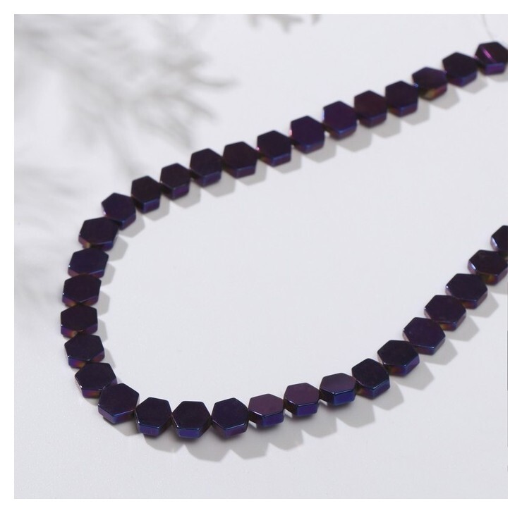 Бусины на нити "Гематит" шестиугольники 6*6мм, цвет фиолетовый, 40см  