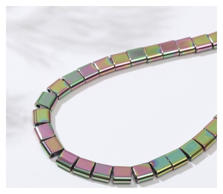 Бусины на нити "Гематит" квадраты крупные 5*5мм, цвет бензиновый, 40см  