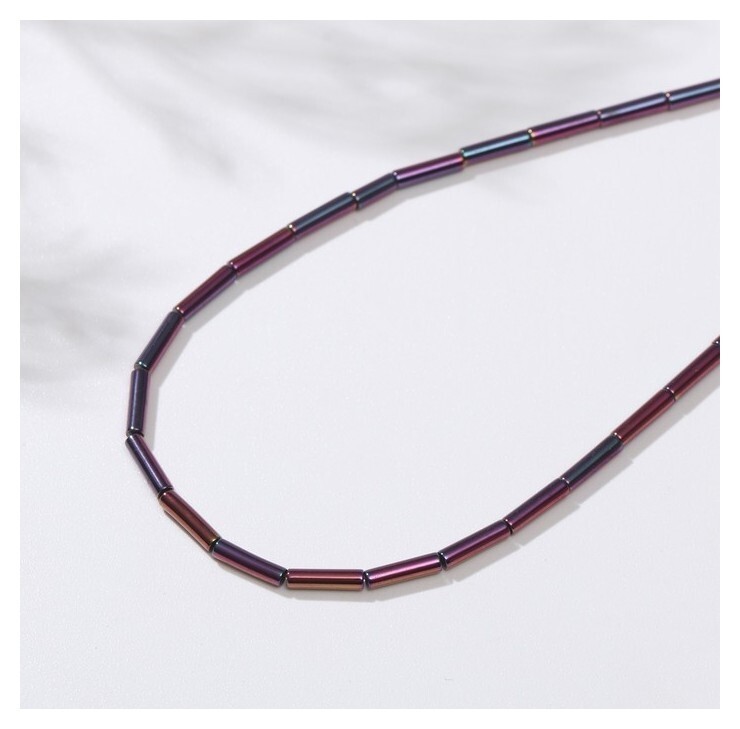 Бусины на нити "Гематит" трубочки 10*2мм, цвет бензиновый, 40см  