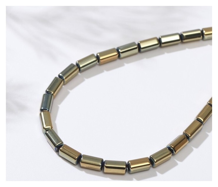 Бусины на нити "Гематит" прямоугольники 7*3мм, цвет зелёно-золотистый, 40см  