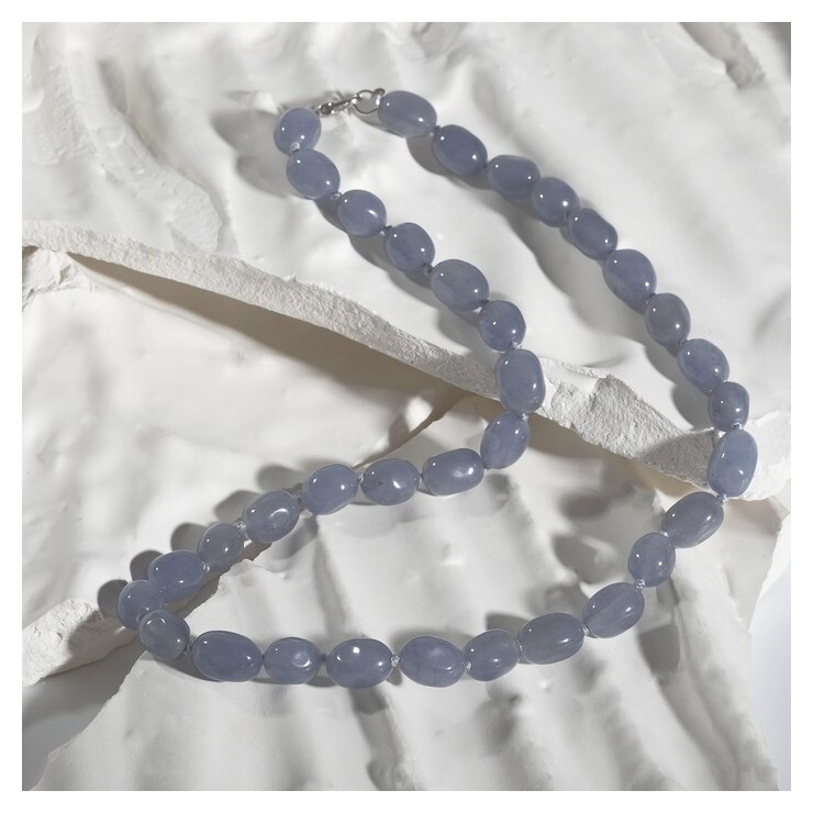 Бусы галтовка через узел "Кварц" окрашенный, цвет серый, 45см  