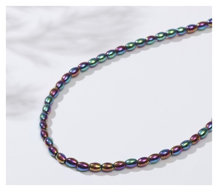 Бусины на нити "Гематит" рис 5*4мм, цвет бензиновый, 40см  