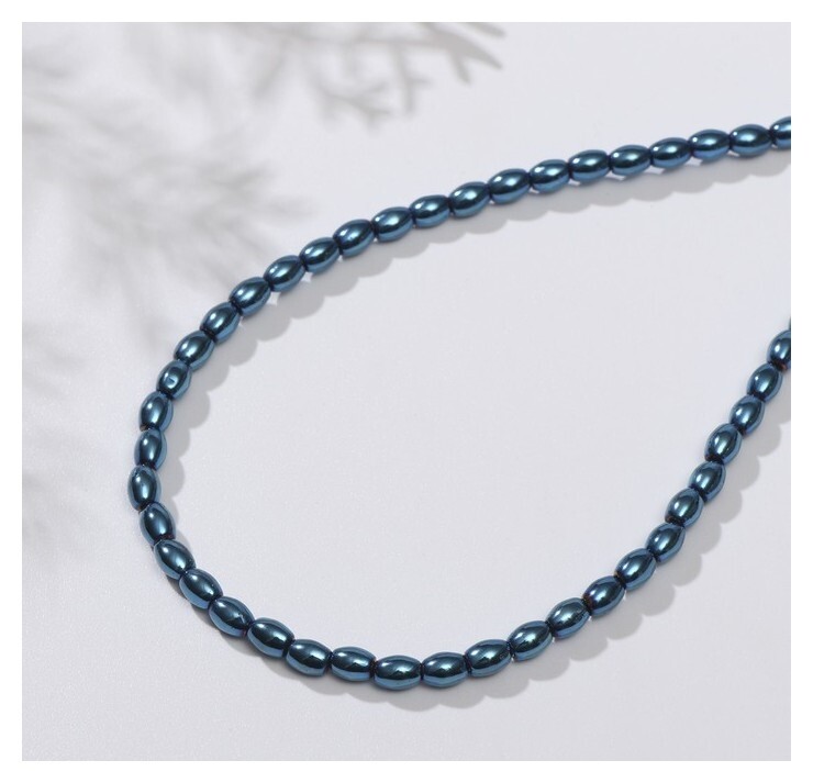 Бусины на нити "Гематит" рис 5*4мм, цвет синий, 40см  