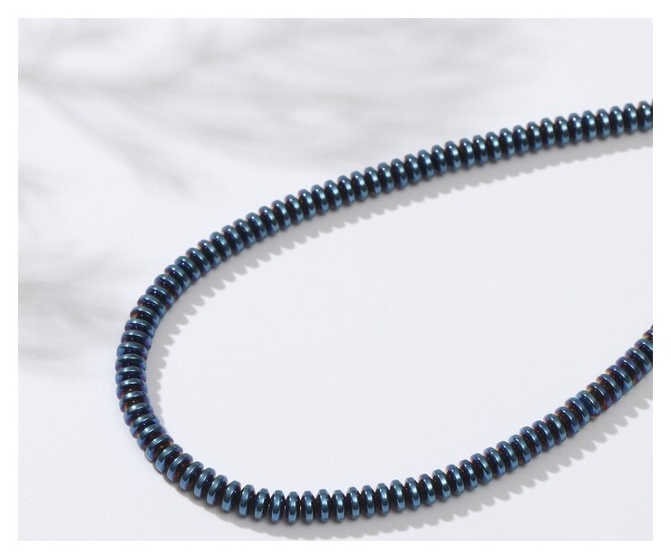 Бусины на нити "Гематит" рондель 2*4мм, цвет синий, 40см  