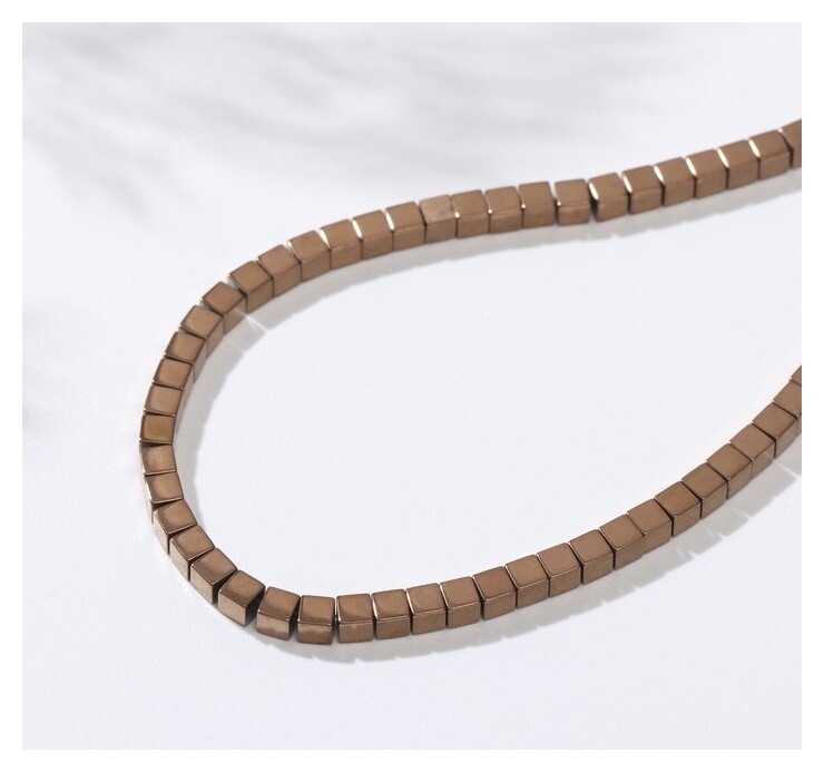 Бусины на нити "Гематит" кубики мини, 3*3мм, цвет медный, 40см  