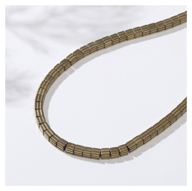 Бусины на нити "Гематит" кубики 4*4мм, цвет золото, 40см 