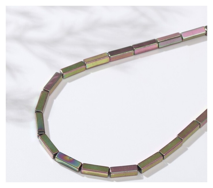 Бусины на нити "Гематит" палочки, 12*3мм, цвет бензиновый, 40см  