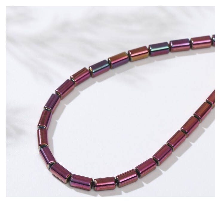 Бусины на нити "Гематит" прямоугольники 7*3мм, цвет фиолетовый, 40см 