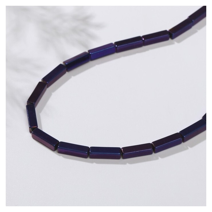 Бусины на нити "Гематит" палочки, 12*3мм, цвет фиолетовый, 42см 