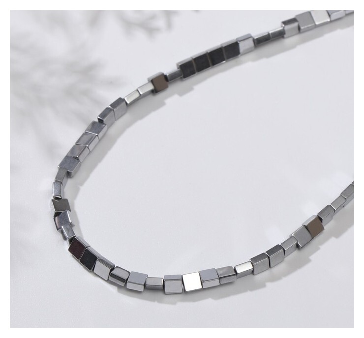 Бусины на нити "Гематит" квадраты 3*3мм, цвет серебро, 40см  