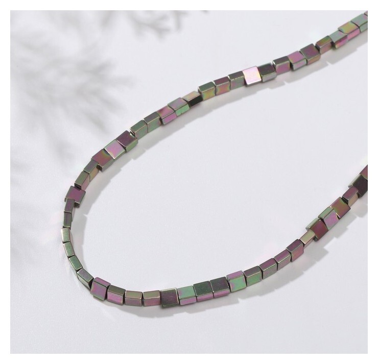 Бусины на нити "Гематит" квадраты 3*3мм, цвет бензиновый, 40см  