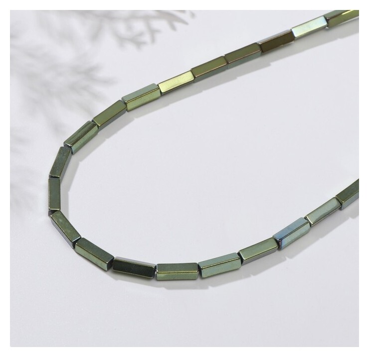 Бусины на нити "Гематит" палочки, 12*3мм, цвет зелёный, 40см  