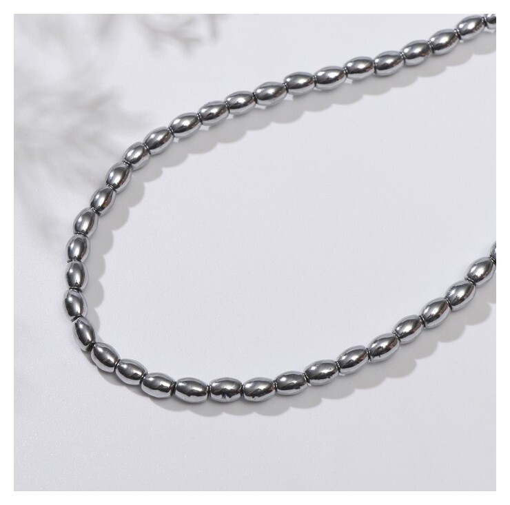 Бусины на нити "Гематит" рис 5*4мм, цвет серебро, 40см  