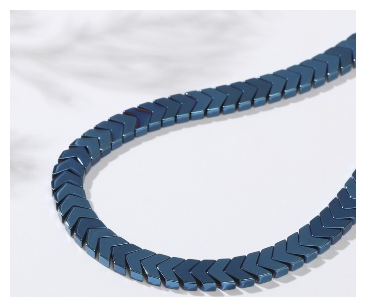 Бусины на нити "Гематит" стрелочки 0,7*0,7см, цвет синий, 40см  