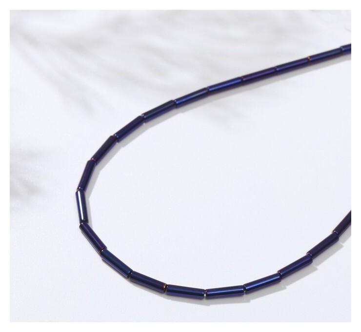 Бусины на нити "Гематит" трубочки 10*2мм, цвет фиолетовый, 40см  