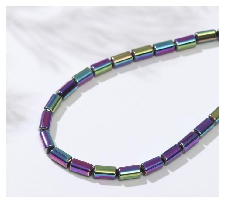 Бусины на нити "Гематит" прямоугольники 7*3мм, цвет бензиновый, 40см  