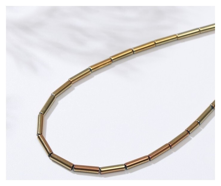 Бусины на нити "Гематит" трубочки 10*2мм, цвет золото, 40см  