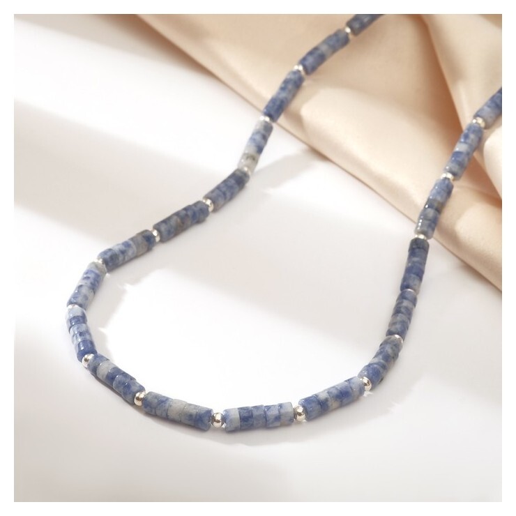 Бусы рондель 3*2мм через бусину "Лазурит", 45см + 5см удлинитель  