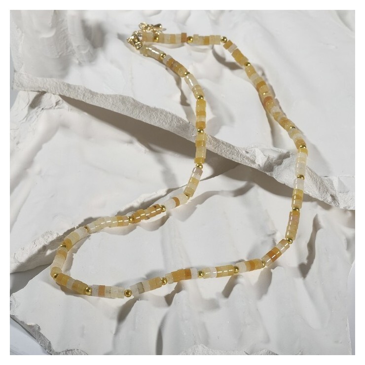 Бусы рондель 3*2мм через бусину "Селенит", 45см + 5см удлинитель  