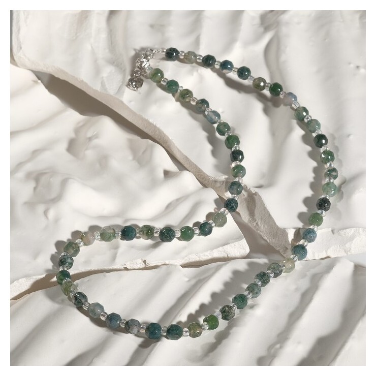 Бусы шар №6 через бисер "Яшма", 45см + 5см удлинитель  