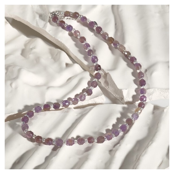 Бусы шар №6 через бисер "Аметист", 45см + 5см удлинитель  