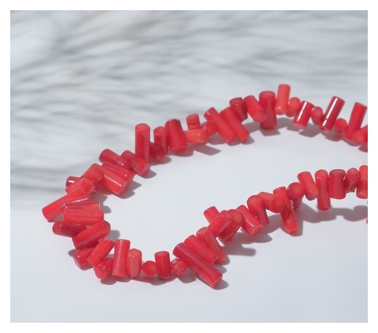 Бусины на нити палочки "Коралл" 12*4мм, цвет красный, 38см  