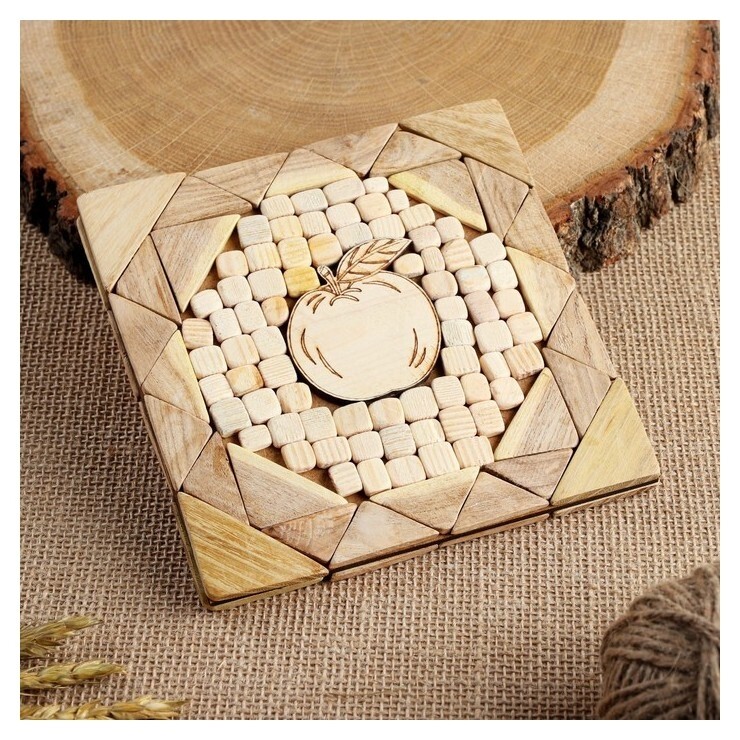 Подставка под горячее "Яблоки", 15х15см, дерева  