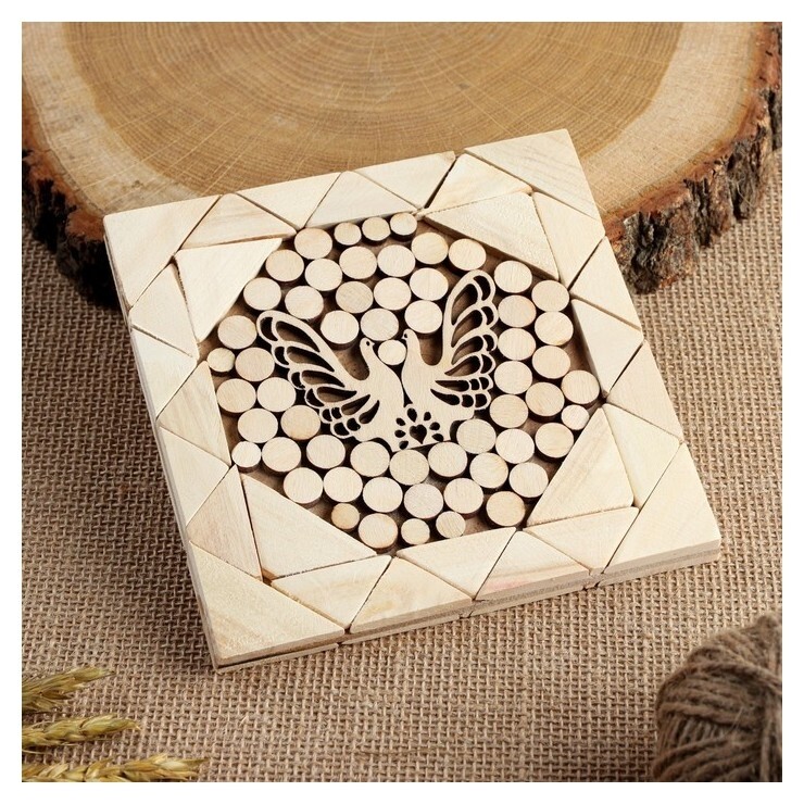 Подставка под горячее "Голуби", 15х15см, дерева  