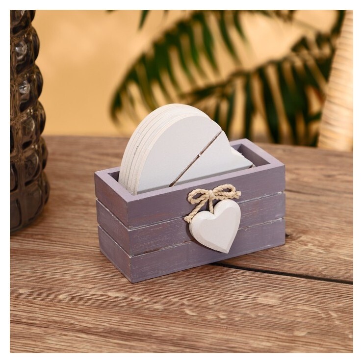 Подставки под горячее "Сердца" МДФ (Набор 6 шт)  