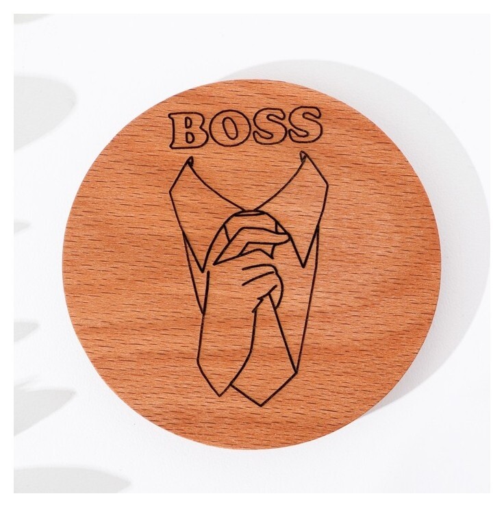 Крышка-подставка для кружки "Босс", бук, D 80мм  