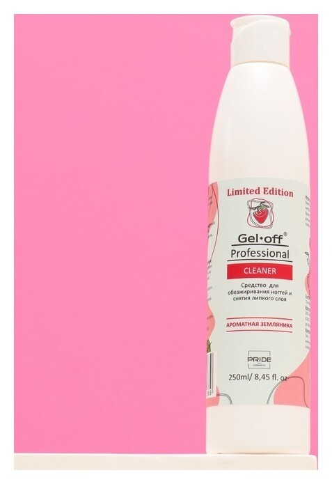 Средство для обезжиривания ногтей и снятия липкого слоя Gel-off Cleaner Ароматная земляника, 250 мл Gel-off